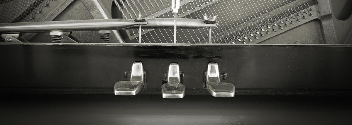 Black and white piano pedals