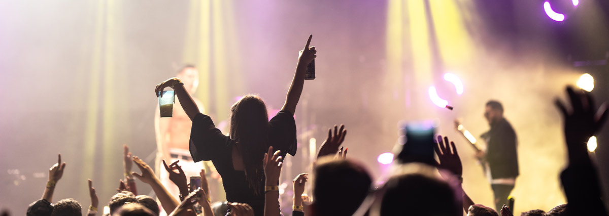 Crowd watching music festival performers