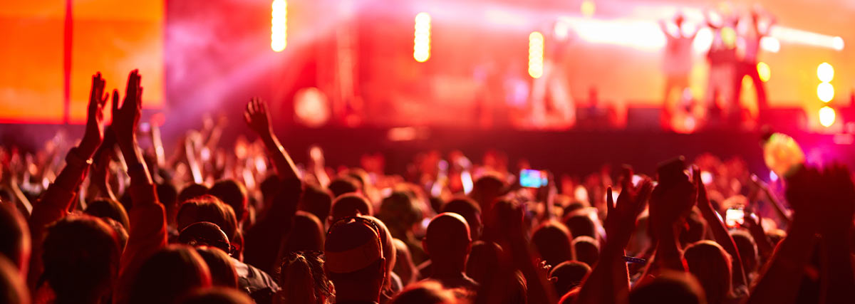 Crowd watching music festival performers