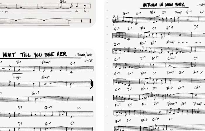 Jazz symbols in a lead sheet