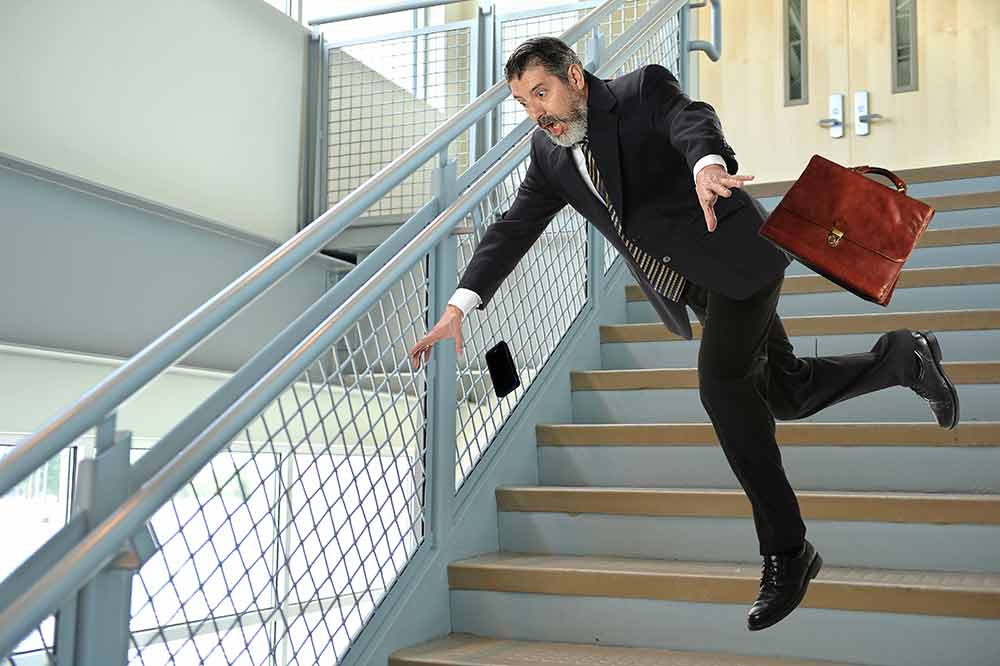 Man falling in stairs