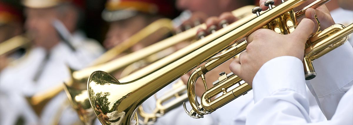 Military band playing trumpets