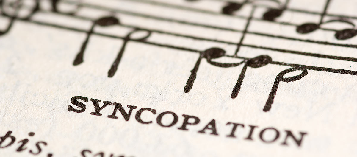 Music sheet with syncopation written on it