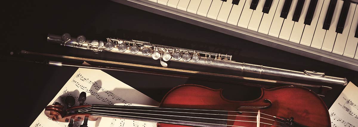 Musical instruments with music notes