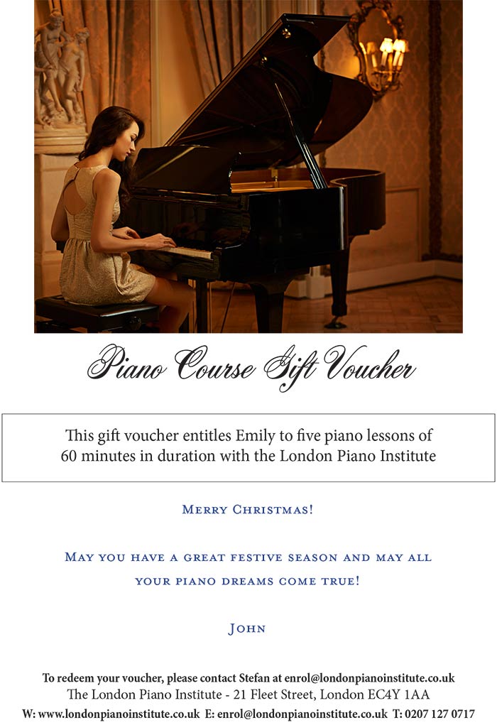 Piano lessons gift voucher