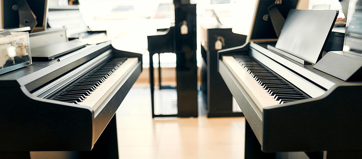Pianos at a piano store