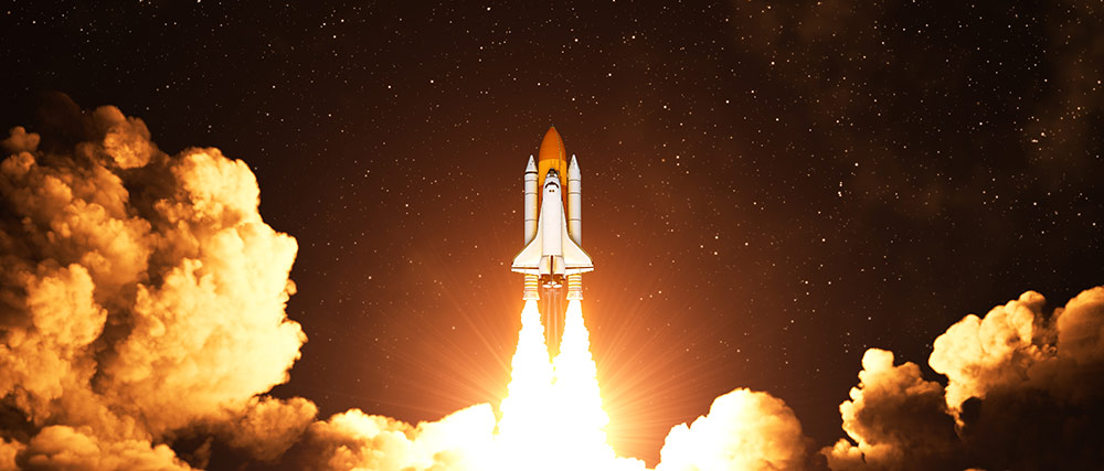 Space ship taking off