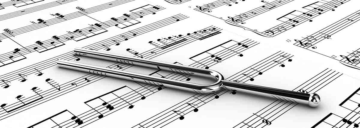 tuning fork on music sheet