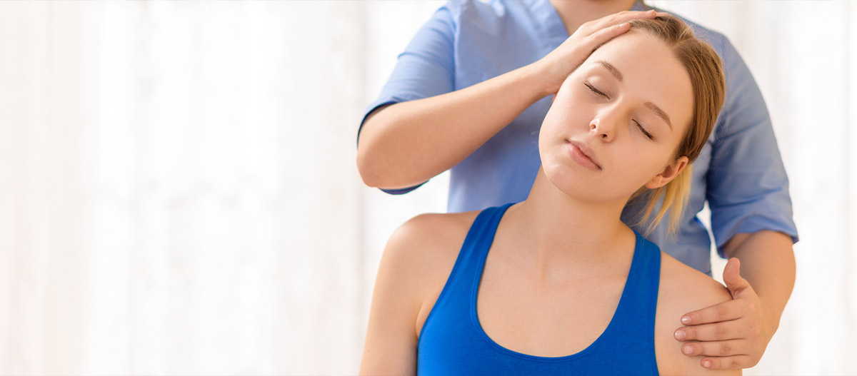 Woman stretching neck