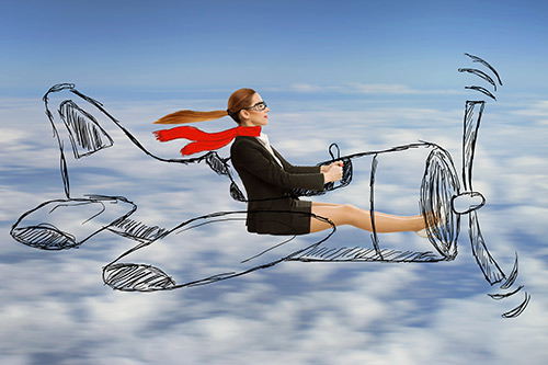 Women dreaming of flying